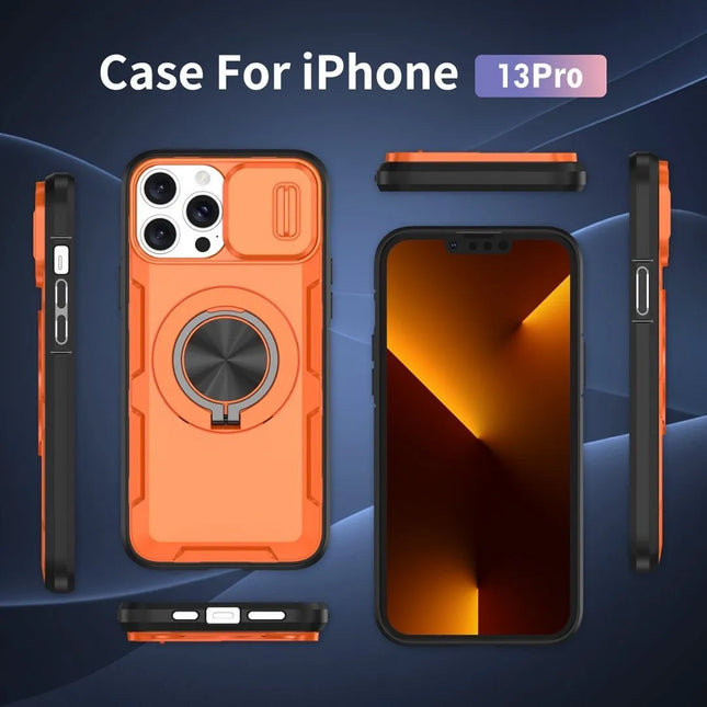 2-in-1 Magnetic Sliding Lens Case Orange for iPhone 13 Pro – product detail