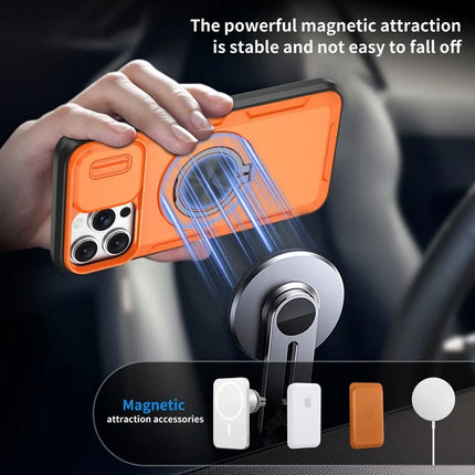 2-in-1 Magnetic Sliding Lens Case, Orange for iPhone 13 Pro