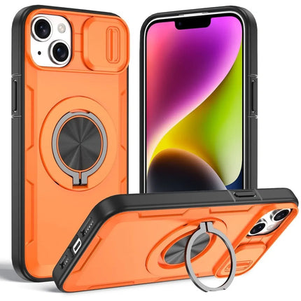 2-in-1 Magnetic Sliding Lens Case, Orange for iPhone 14