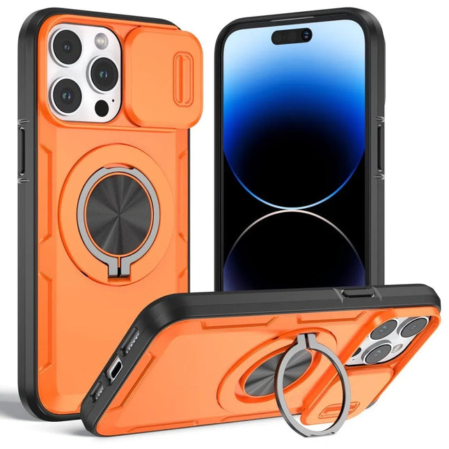 Red Warrior 2-in-1 Magnetic Sliding Lens Case orange for iPhone 14 Pro V1293-MCHCS-14PRO