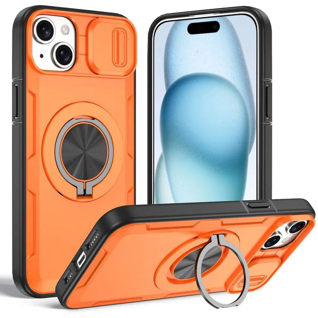 Red Warrior 2-in-1 Magnetic Sliding Lens Case orange for iPhone 15 Plus V1293-MCHCS-15PLUS