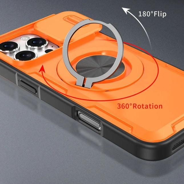 2-in-1 Magnetic Sliding Lens Case Orange for iPhone 16 Pro Max – product detail