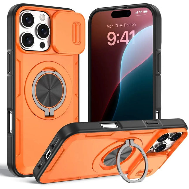 2-in-1 Magnetic Sliding Lens Case Orange for iPhone 16 Pro V1293-MCHCS-16PRO