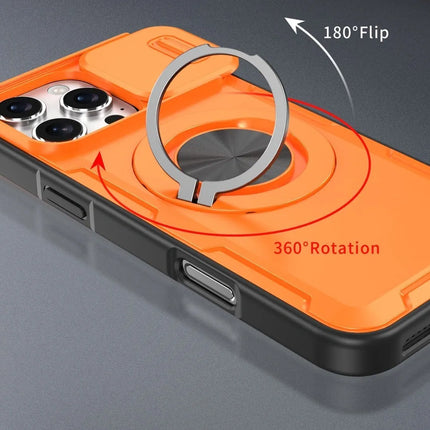 2-in-1 Magnetic Sliding Lens Case, Orange for iPhone 16 Pro