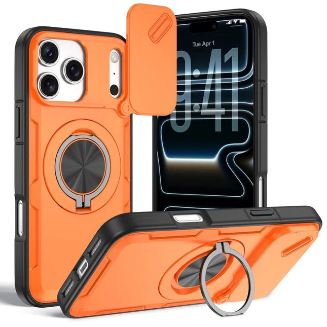 2-in-1 Magnetic Sliding Lens Case Orange for iPhone 17 Pro V1293-MCHCS-17PRO