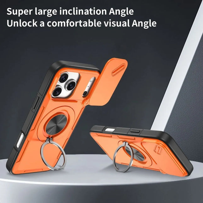 2-in-1 Magnetic Sliding Lens Case Orange for iPhone 17 Pro – product detail