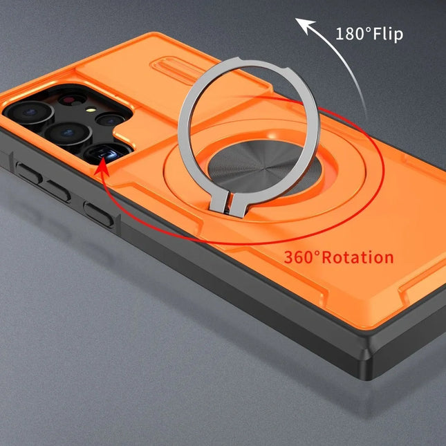 2-in-1 Magnetic Sliding Lens Case Orange for Samsung S23Ultra – product detail