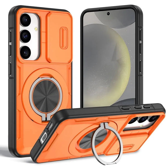 2-in-1 Magnetic Sliding Lens Case Orange for Samsung S24 V1293-MCHCS-24