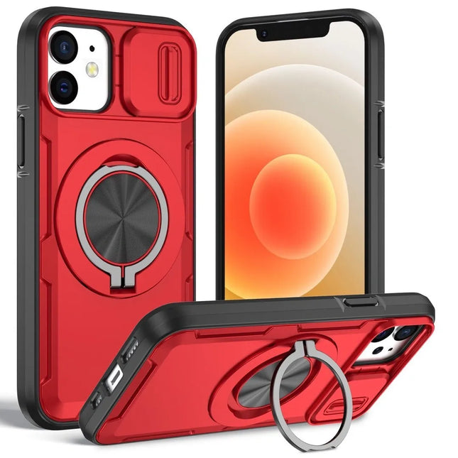 2-in-1 Magnetic Sliding Lens Case Red for iPhone 12 V1293-MCHHHS-12