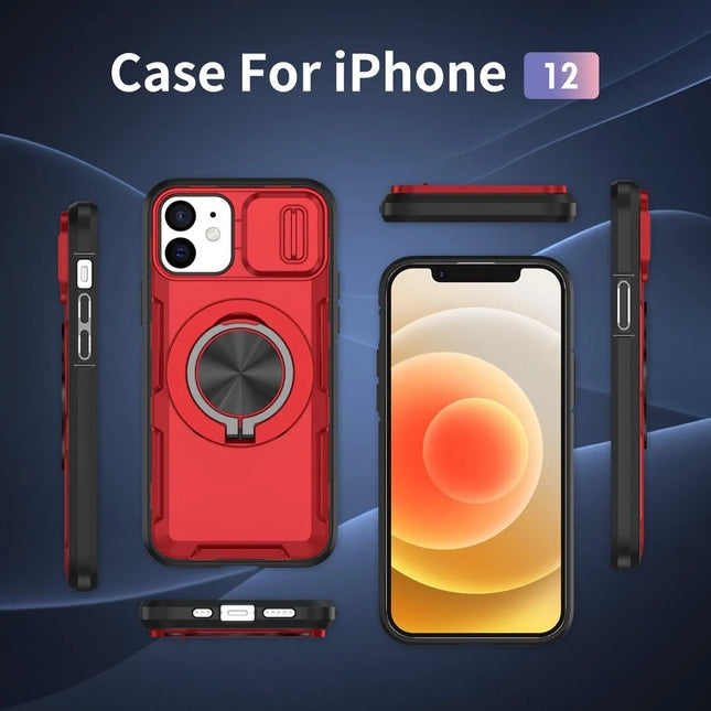 2-in-1 Magnetic Sliding Lens Case Red for iPhone 12 – product detail