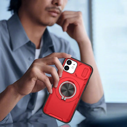 2-in-1 Magnetic Sliding Lens Case, Red for iPhone 12