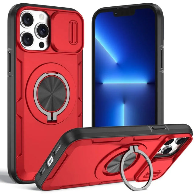 2-in-1 Magnetic Sliding Lens Case Red for iPhone 12 Pro V1293-MCHHHS-12PRO