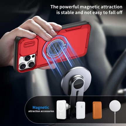 2-in-1 Magnetic Sliding Lens Case, Red for iPhone 12 Pro