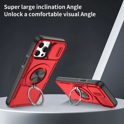 2-in-1 Magnetic Sliding Lens Case, Red for iPhone 13 Pro