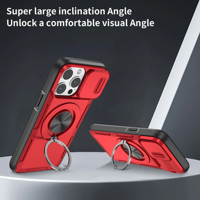 Red Warrior 2-in-1 Magnetic Sliding Lens Case Red for iPhone 15 Pro Max – product detail
