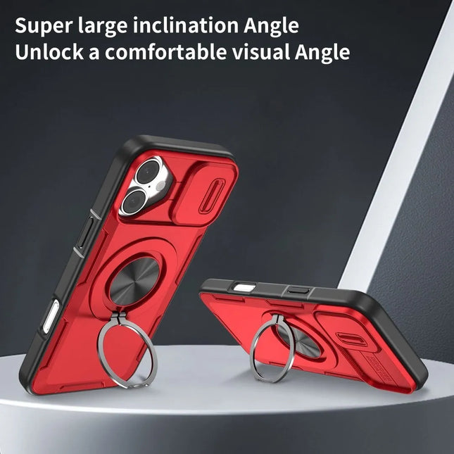 Red Warrior 2-in-1 Magnetic Sliding Lens Case Red for iPhone 16 Plus – product detail