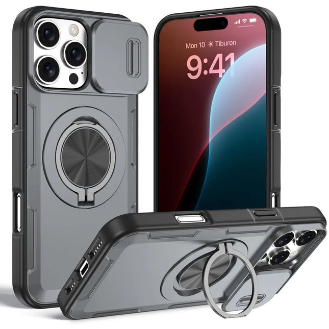 2-in-1 Magnetic Sliding Lens Case Grey for iPhone 16 Pro Max V1293-MCHHHS-16PM