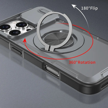 2-in-1 Magnetic Sliding Lens Case, Grey for iPhone 16 Pro