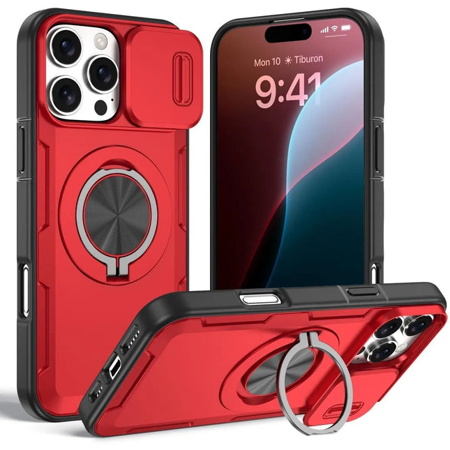 2-in-1 Magnetic Sliding Lens Case Red for iPhone 16 Pro V1293-MCHHHS-16PROO
