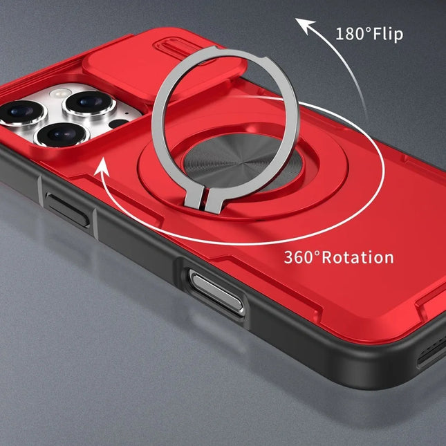 2-in-1 Magnetic Sliding Lens Case Red for iPhone 16 Pro – product detail