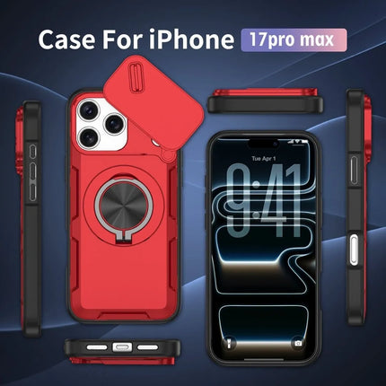 2-in-1 Magnetic Sliding Lens Case, Red for iPhone 17 Pro Max