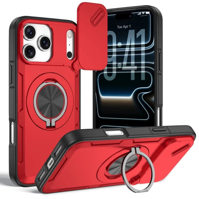 2-in-1 Magnetic Sliding Lens Case Red for iPhone 17 Pro V1293-MCHHHS-17PROO
