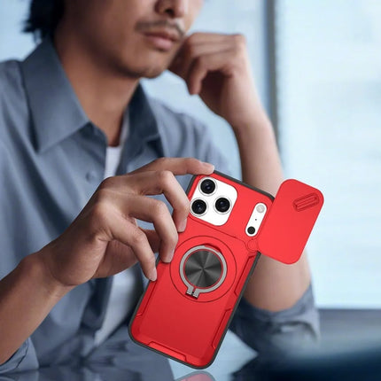 2-in-1 Magnetic Sliding Lens Case, Red for iPhone 17 Pro