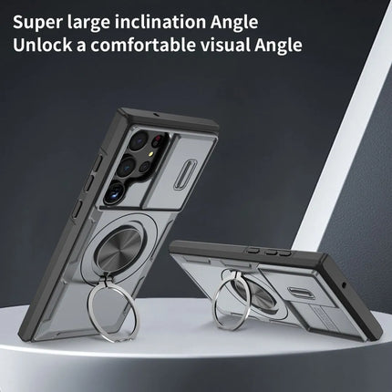 2-in-1 Magnetic Sliding Lens Case, Grey for Samsung S23Ultra