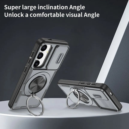 2-in-1 Magnetic Sliding Lens Case, Grey for Samsung S24