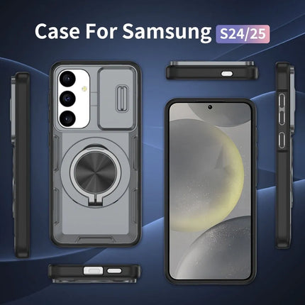 2-in-1 Magnetic Sliding Lens Case, Grey for Samsung S24