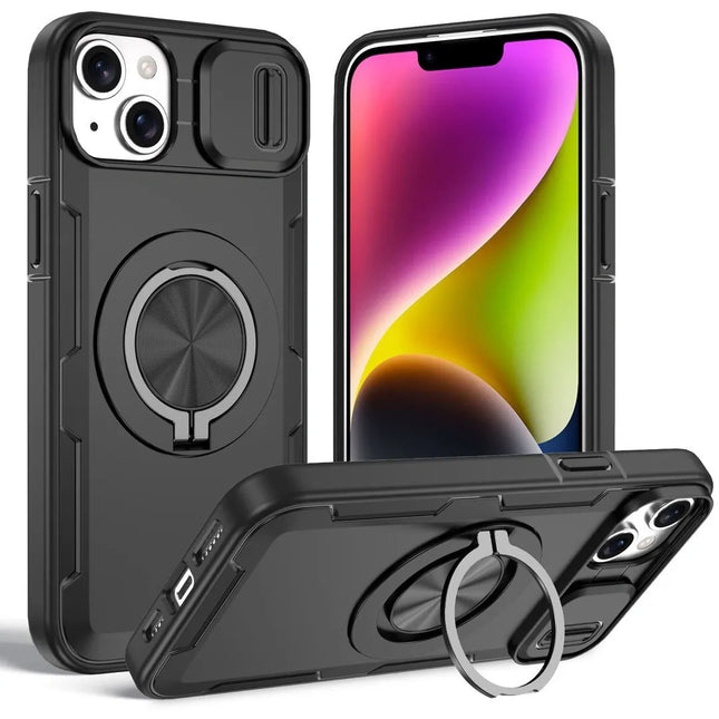 2-in-1 Magnetic Sliding Lens Case Black for iPhone 14 Plus V1293-MCHHS-14PLUS