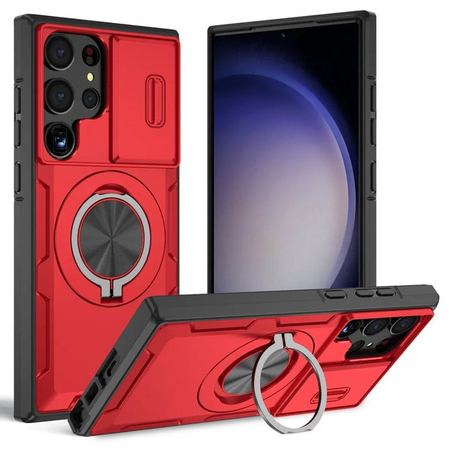 2-in-1 Magnetic Sliding Lens Case Red for Samsung S23Ultra V1293-MCHHS-23U