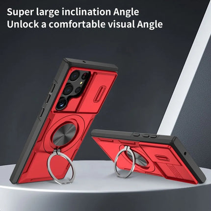 2-in-1 Magnetic Sliding Lens Case, Red for Samsung S23Ultra