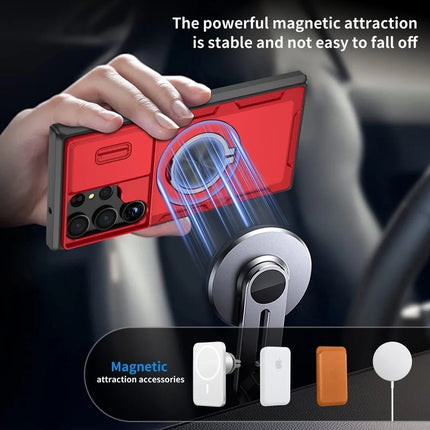 2-in-1 Magnetic Sliding Lens Case, Red for Samsung S23Ultra