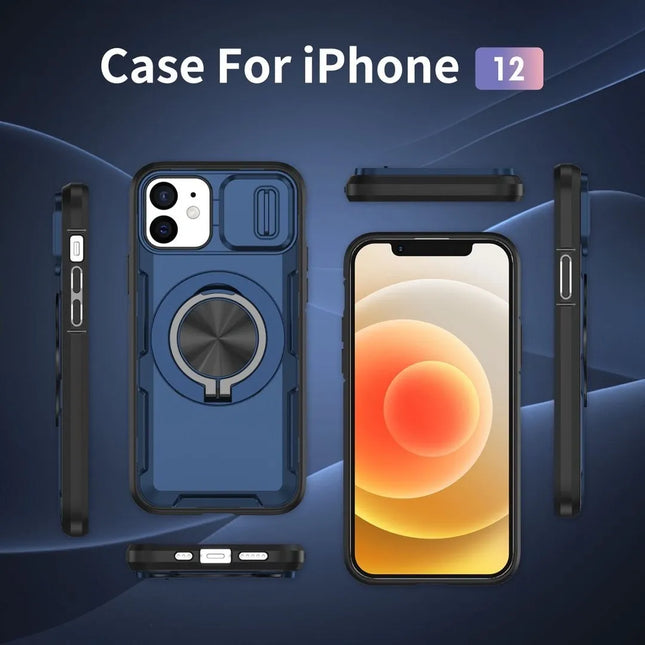 2-in-1 Magnetic Sliding Lens Case Blue for iPhone 12 – product detail