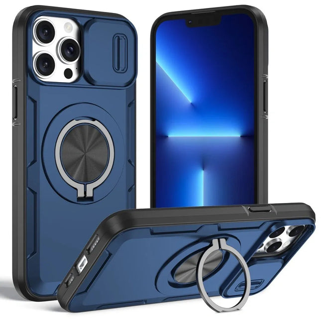 2-in-1 Magnetic Sliding Lens Case Blue for iPhone 12 Pro V1293-MCHLS-12PRO