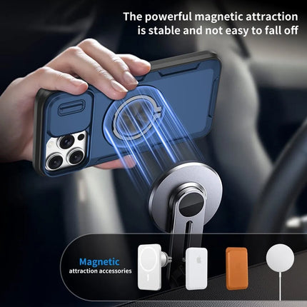 2-in-1 Magnetic Sliding Lens Case, Blue for iPhone 13