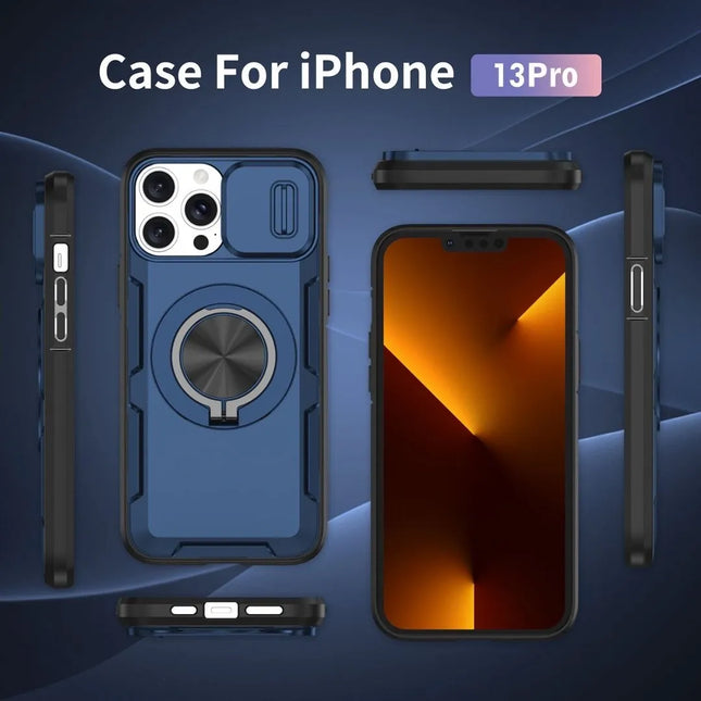 2-in-1 Magnetic Sliding Lens Case Blue for iPhone 13 Pro – product detail