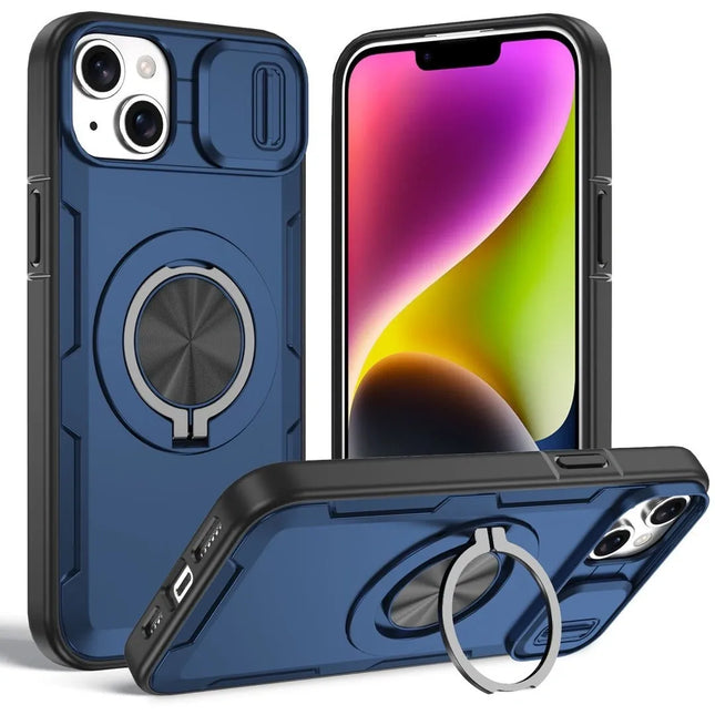 2-in-1 Magnetic Sliding Lens Case Blue for iPhone 14 Plus V1293-MCHLS-14PLUS