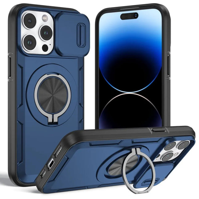 Red Warrior 2-in-1 Magnetic Sliding Lens Case blue for iPhone 15 Pro V1293-MCHLS-15PRO