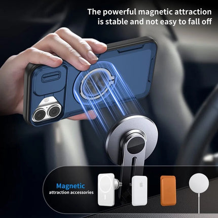 Red Warrior 2-in-1 Magnetic Sliding Lens Case blue for iPhone 16 Plus