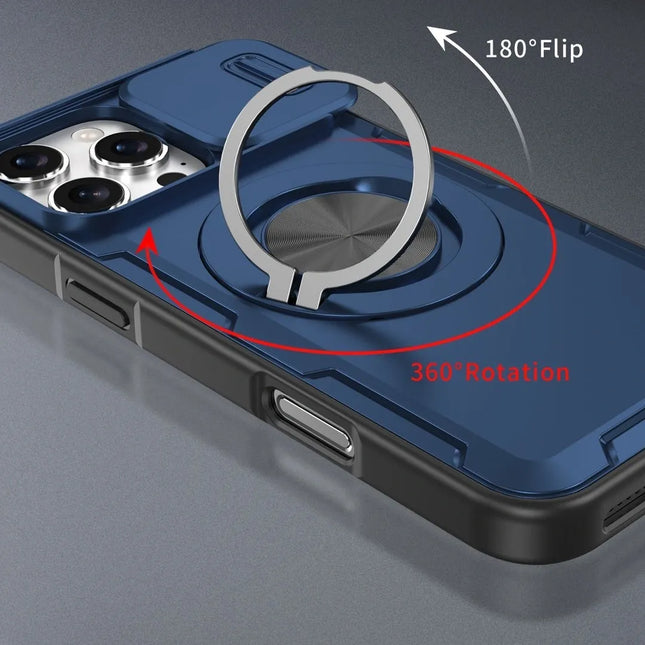 2-in-1 Magnetic Sliding Lens Case Blue for iPhone 16 Pro Max – product detail