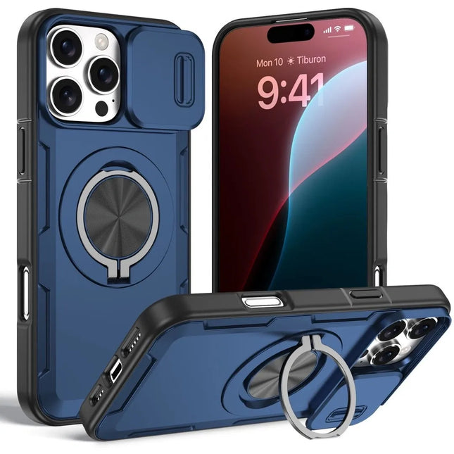 2-in-1 Magnetic Sliding Lens Case Blue for iPhone 16 Pro V1293-MCHLS-16PRO
