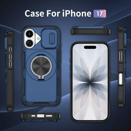 Red Warrior 2-in-1 Magnetic Sliding Lens Case blue for iPhone 17