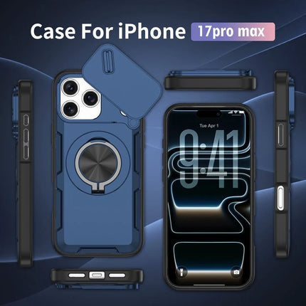 2-in-1 Magnetic Sliding Lens Case, Blue for iPhone 17 Pro Max
