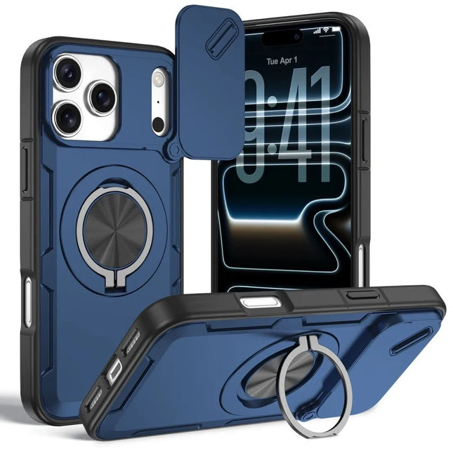 2-in-1 Magnetic Sliding Lens Case Blue for iPhone 17 Pro V1293-MCHLS-17PRO