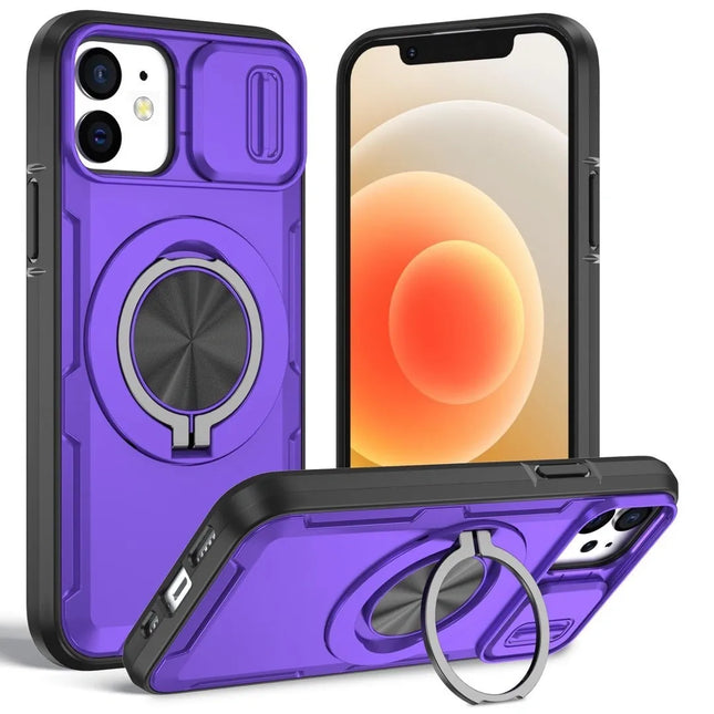 2-in-1 Magnetic Sliding Lens Case Purple for iPhone 12 V1293-MCHZS-12