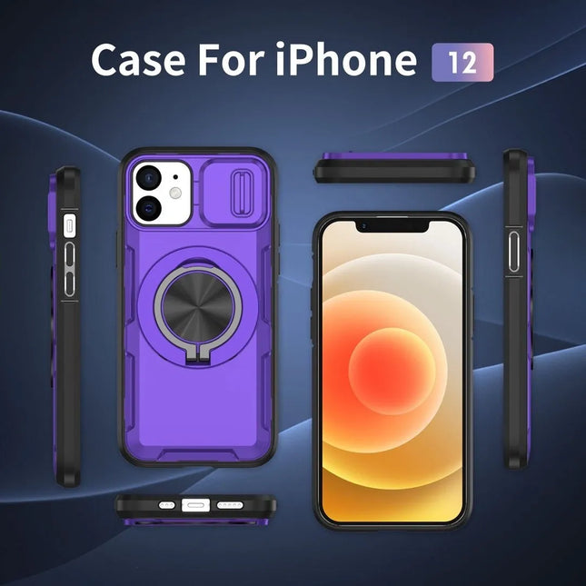 2-in-1 Magnetic Sliding Lens Case Purple for iPhone 12 – product detail