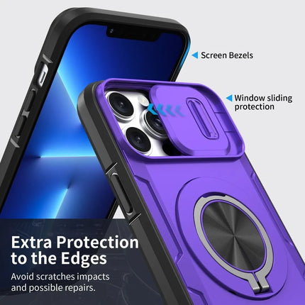 2-in-1 Magnetic Sliding Lens Case, Purple for iPhone 13