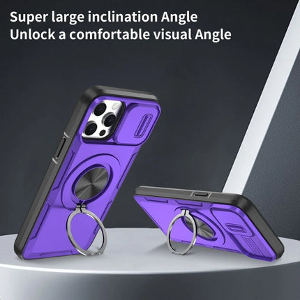 2-in-1 Magnetic Sliding Lens Case, Purple for iPhone 13 Pro Max